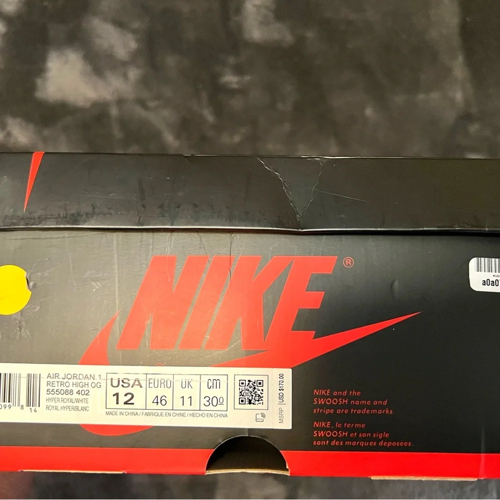 Jordan 1 Retro High OG Hyper Royal Men Shoes Mens Size 12 - Picture 8 of 9